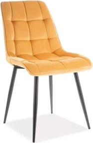Scaun CHIC, galben curry/negru stofa catifelata/metal, 50x58x88 cm