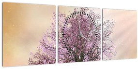 Tablou - Copacul înflorit în deal (cu ceas) (90x30 cm)