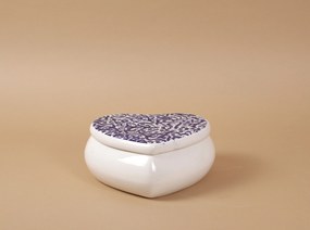 Cutie de depozitare inimioara din ceramică decorativă Scris Albastru