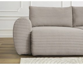 Canapea gri deschis/bej extensibilă cu tapițerie din catifea reiată 257 cm Lucien – Bobochic Paris