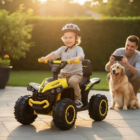 ATV Electric cu acumulator pentru copii NOVOKIDS™ Mini Monster , Lungime 68 cm, 3-6 ani , Max 30 kg , 6V, Galben cu Negru