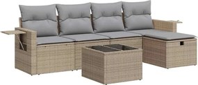 vidaXL Set canapele de grădină cu perne, 6 piese, bej, poliratan