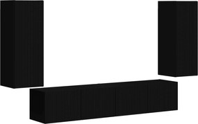vidaXL Set Dulap pentru Televizor Montat pe Perete 4 pcs Negru