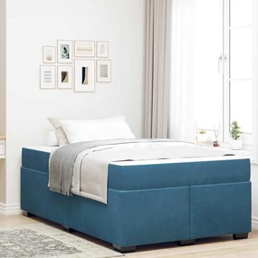 vidaXL Cadru de pat cu saltea Albastru închis 120 x 190 cm Catifea
