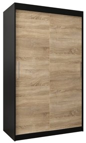 Dulap de haine 120 cm Toki (negru mat + stejar sonoma). 1064810