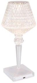 Lampa de masa cu baterii, plastic transparent cu efect de cristal Gixi alb
