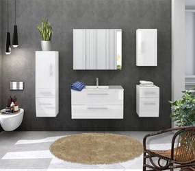 Set 5 piese mobilier pentru baie, alb, 90 cm