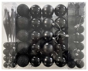 Set ornamente de brad, 112 piese, negru