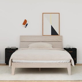 818314 vidaXL Noptiere, 2 buc., negru, 40x34x55 cm, lemn masiv de pin