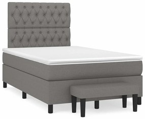 vidaXL Pat box spring cu saltea, gri închis, 120x190 cm, textil
