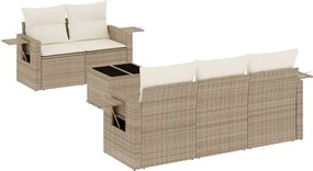 vidaXL Set canapele de grădină cu perne, 6 piese, bej, poliratan