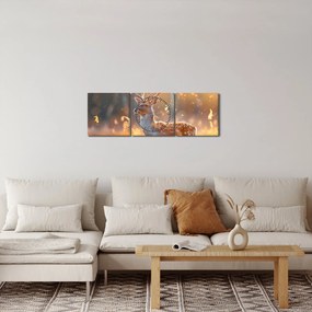 Tablou - Cerb în câmp (cu ceas) (90x30 cm)