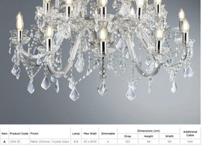 Candelabru XXL casa scarii design clasic Marie Theresea 30L 3314-30 SRT