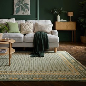 Covor verde din amestec de iută 160x230 cm Mara Jute Border – Flair Rugs