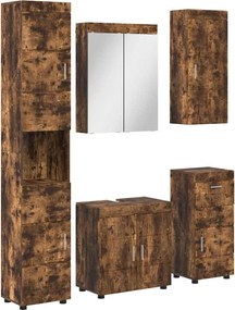 vidaXL Set de mobilier pentru baie TULUM Stejar fumuriu Lemn compozit