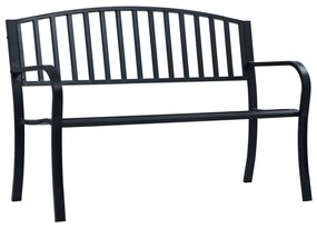 Banca de gradina, negru, 125 cm, otel 1, Negru, Negru