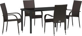 vidaXL Set de masă pentru grădină 5 pcs Maro Oțel vopsit electrostatic
