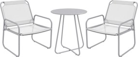 Outsunny Set mobilier de grădină 3 piese, 2 scaune cu tapițerie din material respirabil, 1 măsuță rotundă Ø60 cm, Gri deschis | Aosom Romania