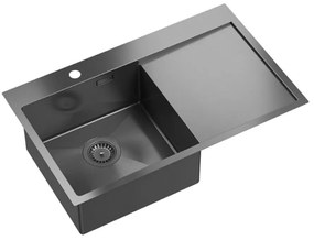 Chiuveta inox incastrata Quadron Unique Russel 111 finisaj grafit 78x48 cm