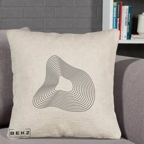 Perna Decorativa Abstract Linii Organice, 40x40 cm, Bej Canapea, Husa Detasabila, Perna Inclusa, BEKZ®