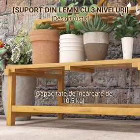 Outsunny Suport pentru plante, raft pentru flori, 2 niveluri, cu spalier și acoperiș, lemn de brad, 75x50x166cm, galben | Aosom Romania