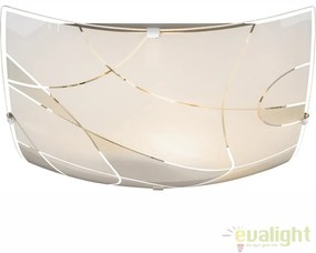 Plafoniera design elegant din sticla satin cu linii decorative 25x25 cm Paranja 40403-1 GL