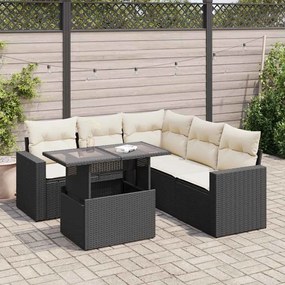 3326317 vidaXL Set mobilier de grădină cu perne, 6 piese, negru, poliratan