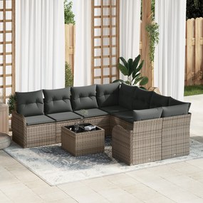 vidaXL Set de canapele pentru grădină 9 pcs Gri 55 x 55 x 37 cm