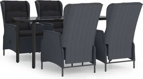vidaXL Set mobilier de grădină, 5 piese, gri închis, poliratan