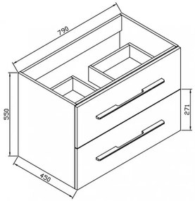 Mobilier de baie inferior Nina 80 cu lavoar