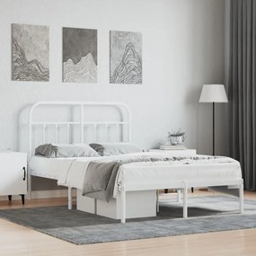 352624 vidaXL Cadru de pat metalic cu tăblie, alb, 120x190 cm