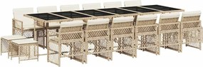 vidaXL Set mobilier de grădină cu perne, 17 piese, bej, poliratan