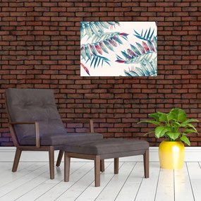 Tablou pe sticlă - Frunze tropicale (70x50 cm)