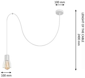Lustră pe cablu TUBE LONG 1xE27/15W/230V alb