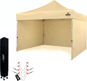 Cortină pliabilă 3x3m pentru Sărbători: Protecție impermeabilă și Asamblare rapidă - cu 3 pereți - Bej