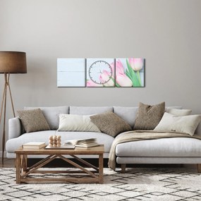Tablou - Buchet de lalele (cu ceas) (90x30 cm)