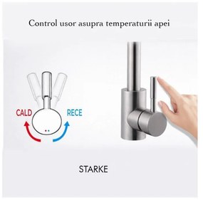 Baterie Bucătărie din Inox Satinat, Model CF001 – Eleganță și Funcționalitate pentru Orice Bucătărie Modernă