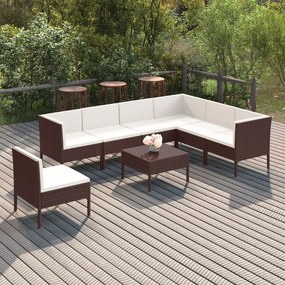 3094439 vidaXL Set mobilier de grădină cu perne, 8 piese, maro, poliratan