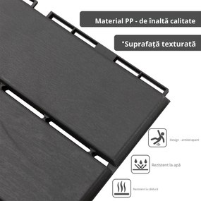 Outsunny Set 9 Cărămizi de Cuplat pentru Pavaj Terasă 30x30x2cm 0.81mq Negru | Aosom Romania