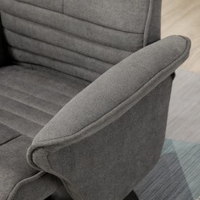 HOMCOM Fotoliu relax cu taburet, spătar reglabil, 69 cm x 71 cm x 104 cm, Gri închis + Negru | Aosom Romania