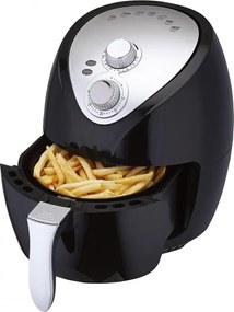 Resigilat: Friteuza cu aer cald Crown CAF-3013, 1300 W, 3 l, 7 programe, Pana la 200°C, Comanda mecanica, Timerr, Negru/gri