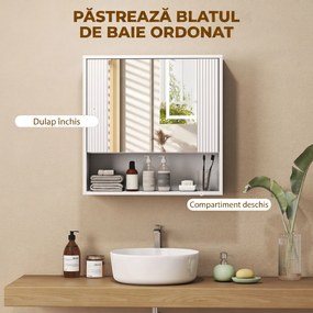 HOMCOM，Dulap de Baie Suspendat, Uși Soft-close, Raft Reglabil，60 x 16 x 60 cm，Alb | Aosom Romania