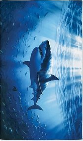 Prosop XXL de plaja cu uscare rapida SHARKON albastru 150 x 210 cm, 100% microfibra