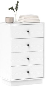 HOMCOM Comoda 4 sertare moderna, mobilier de depozitare pentru camera de zi, living, intrare, 47 x 29 x 75 cm, alb | Aosom Romania