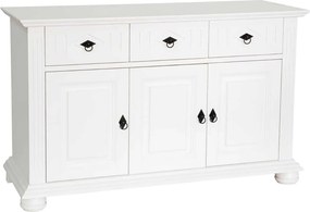 Comodă lemn masiv alb Natalie, 115 × 41 × 78 cm