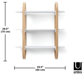 Raft alb/în culoare naturală etajat cu aspect de lemn exotic Bellwood – Umbra