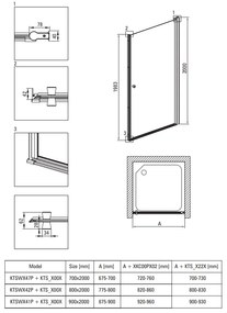 Usa sticla dus batanta 70x200 cm profil crom Deante Kerria Plus 2 700x2000 mm, Crom lucios