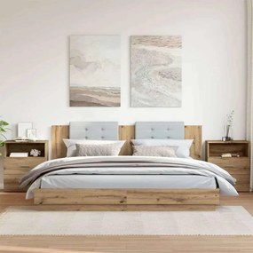 vidaXL Noptiere, 2 buc., stejar artizanal, 50x32x60 cm, lemn prelucrat