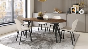 Mazzoni ALMO Nuc Elegant/picioare negre - MASĂ ROTUNDĂ EXTENSIBILĂ CU PICIOARE ÎN FORMĂ DE Y STIL LOFT PENTRU SALON/SUFRAGERIE