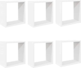 vidaXL Rafturi de perete cub, 6 buc., alb, 30x15x30 cm